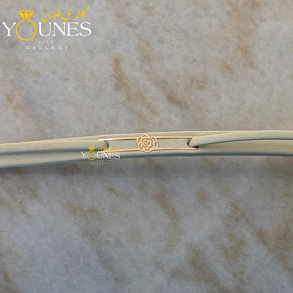 دستبند طلا چرم طرح گل زنانه